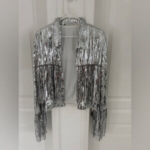 Silver Sequin Fringe Jacket
